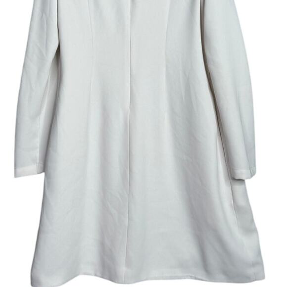 Wai Ming Dunn Cold Shoulder Ruffle Long Sleeve Shift Mini Dress Pockets 4 White - Picture 8 of 15